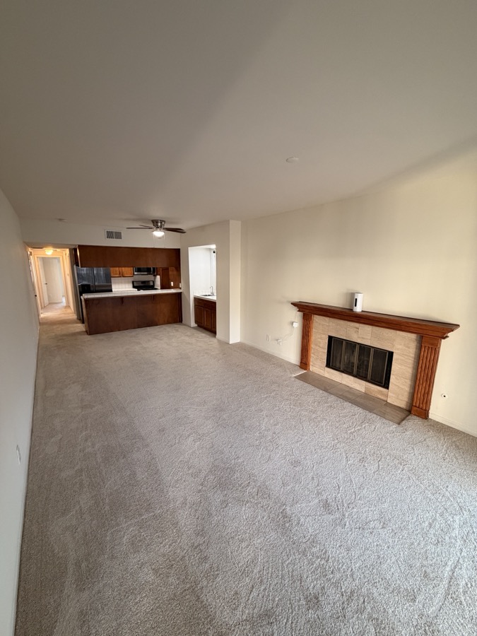 Living room with fireplace