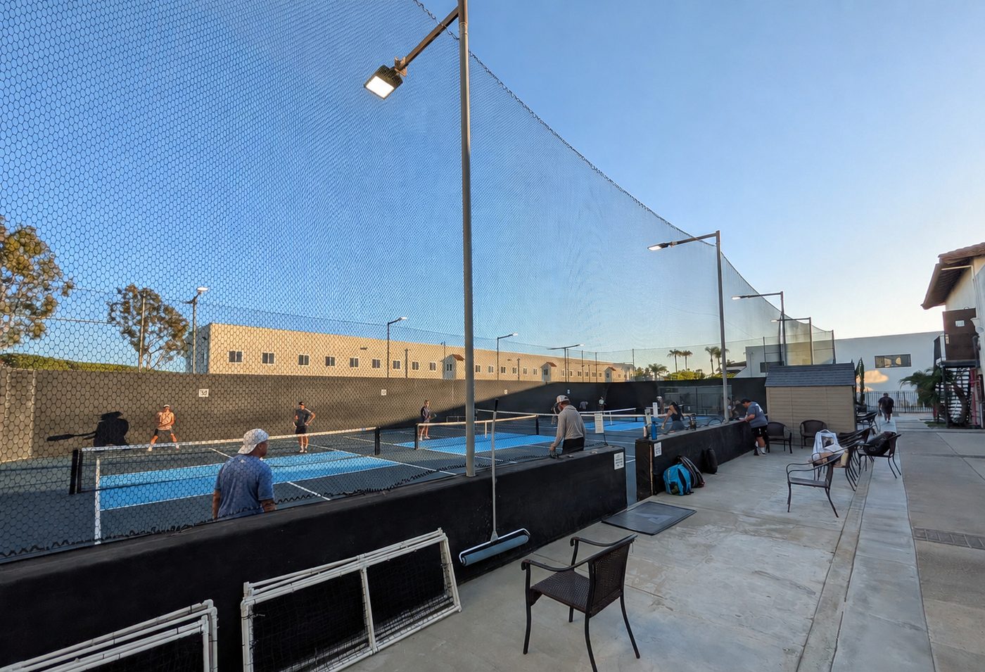 Pickleball courts with players