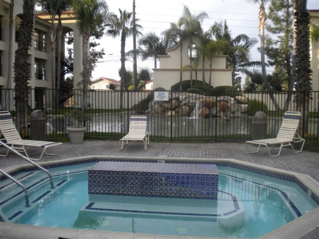 Spa and jacuzzi with rock waterfall